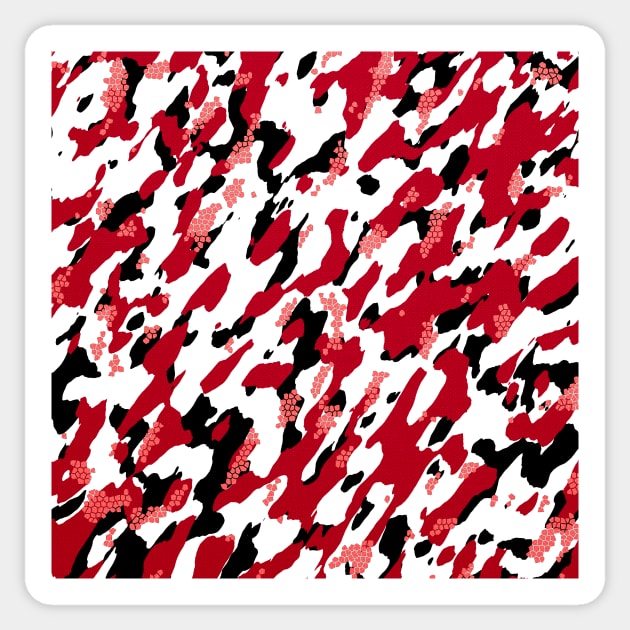 Camouflage - Red and Black White Sticker by Tshirtstory